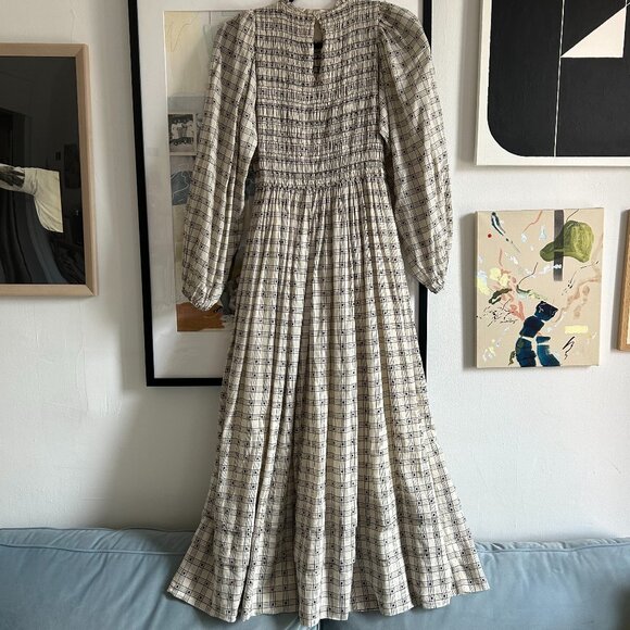 The Great | long sleeve maxi dress black check / plaid | size XS - Picture 4 of 10